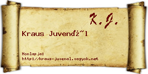 Kraus Juvenál névjegykártya